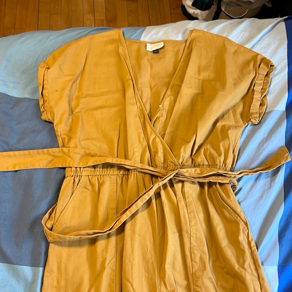 Tan Jumpsuit with Tie Belt